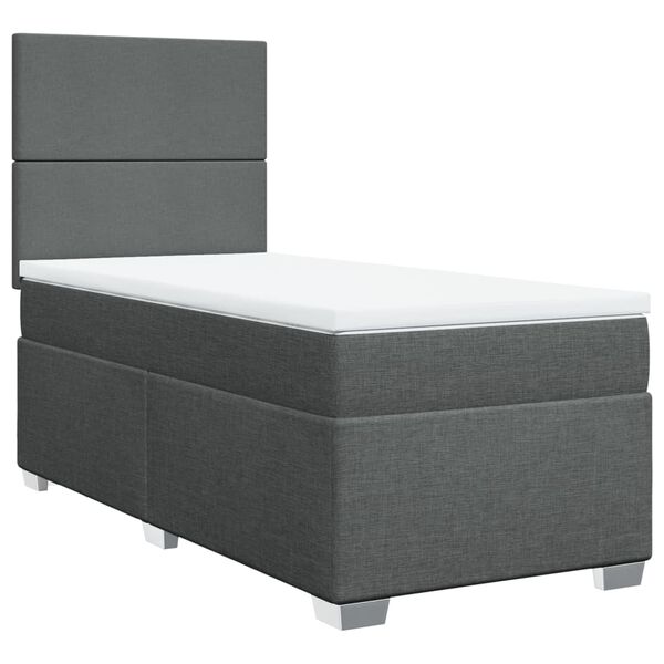 vidaXL Sommier &agrave; lattes de lit avec matelas Gris fonc&eacute; 90x200 cm Tissu