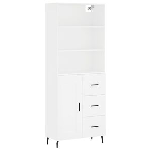vidaXL Buffet haut Blanc 69,5x34x180 cm Bois d'ing&eacute;nierie