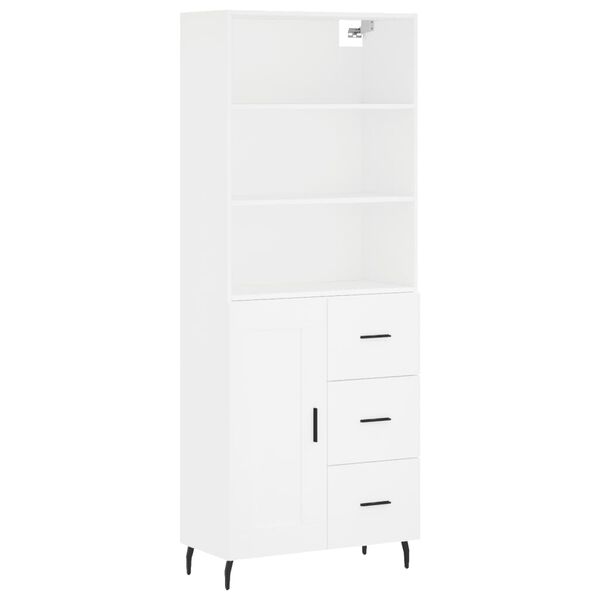 vidaXL Buffet haut Blanc 69,5x34x180 cm Bois d'ing&eacute;nierie