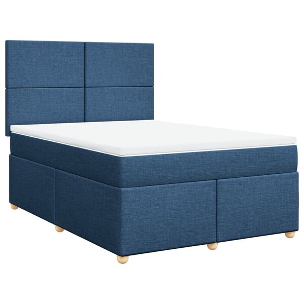 vidaXL Sommier &agrave; lattes de lit avec matelas Bleu 160x200 cm Tissu