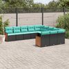 vidaXL Salon de jardin 11 pcs avec coussins noir résine tressée