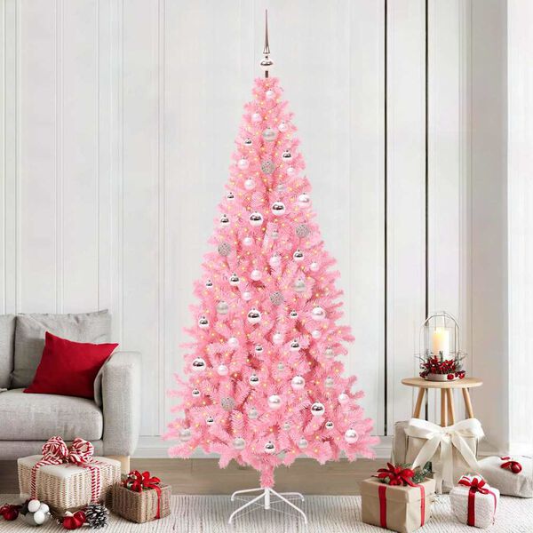 vidaXL Sapin de Noël avec 300 LED avec support Rose 240 cm PVC