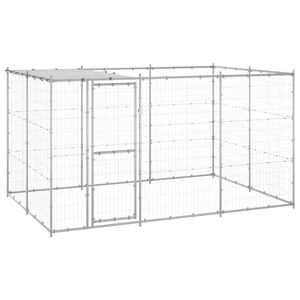 vidaXL Chenil ext&eacute;rieur Acier galvanis&eacute; avec toit 7,26 m&sup2;