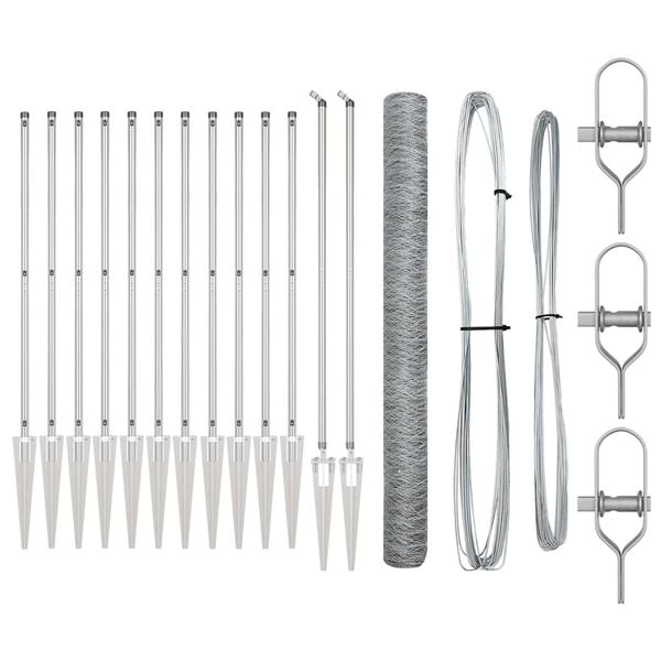 vidaXL Poteau de cl&ocirc;ture. Argent&eacute; 25 x 1,6 m (maille de 50 mm) Acier