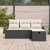 vidaXL Ensemble de canap&eacute; de jardin avec coussin 4 pcs Noir Poly rotin