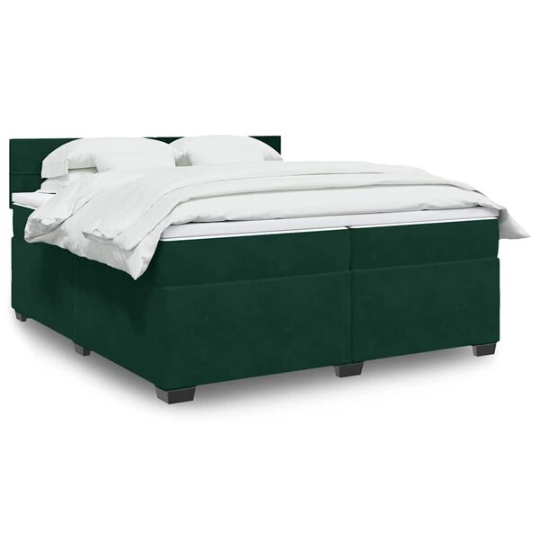 vidaXL Sommier &agrave; lattes de lit et matelas Vert fonc&eacute; 200x200cm Velours