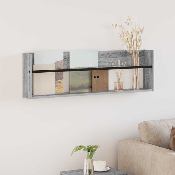 vidaXL &Eacute;tag&egrave;re &agrave; magazines avec &eacute;tag&egrave;re Gris Sonoma 100 x 12 x 30 cm