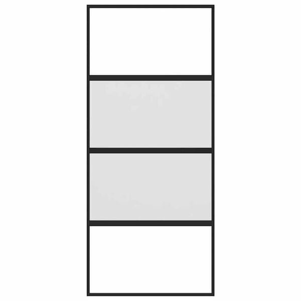 vidaXL Porte coulissante noir 90x205 cm verre trempé aluminium