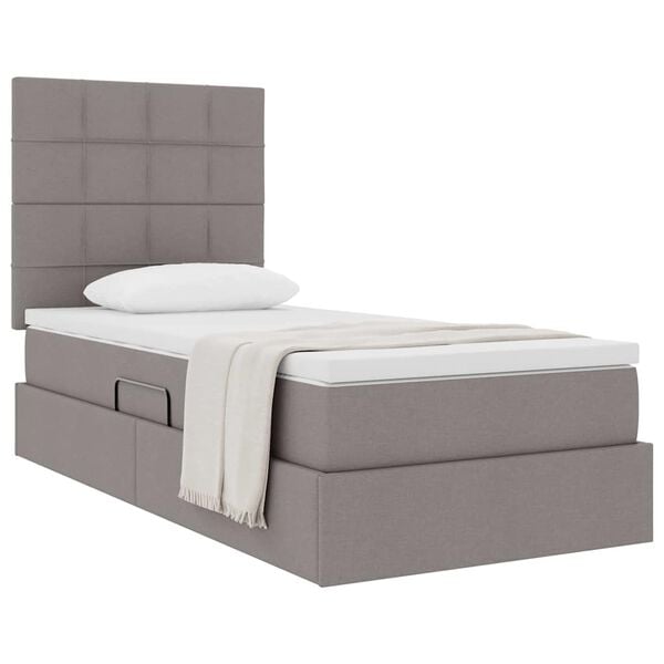 vidaXL Lit avec rangement et matelas Taupe 100 x 200 cm Polyester
