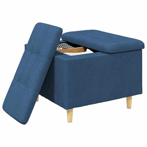 vidaXL Pouf de rangement avec coussin Bleu 60 x 60 x 45 cm tissu
