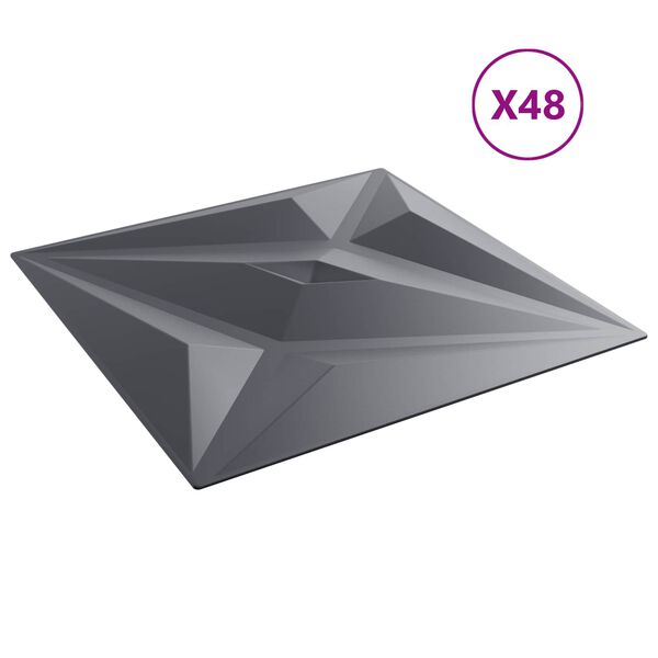 vidaXL Panneaux muraux &Eacute;toile 48 pcs Gris &Eacute;toile 50 x 50 cm Mousse XPS