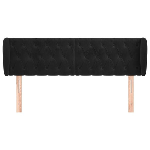 vidaXL Tête de lit avec oreilles Noir 163x23x78/88 cm Velours