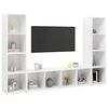 vidaXL Meubles TV 3 pcs Blanc brillant 142,5x35x36,5cm Bois ingénierie