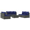 vidaXL Salon de jardin 7 pcs avec coussins r&eacute;sine tress&eacute;e gris
