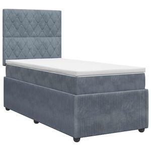 vidaXL Lit boxspring avec matelas Gris fonc&eacute; 90 x 190 cm Velours