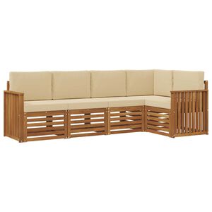 vidaXL Ensemble de canap&eacute; d'angle avec coussin 5 pcs Naturel et Beige