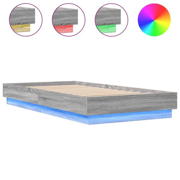 vidaXL Cadre de lit sans matelas avec lumi&egrave;res LED 75x190 cm