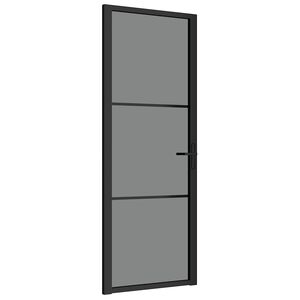 vidaXL Porte int&eacute;rieure 76x201,5 cm Noir Verre ESG et aluminium