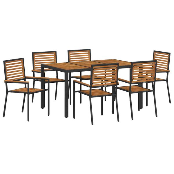 vidaXL Ensemble de salle &agrave; manger pour jardin 7 pcs Noir polyrotin