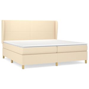vidaXL Sommier &agrave; lattes de lit avec matelas Cr&egrave;me 200x200 cm Tissu