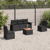 vidaXL Salon de jardin 6 pcs avec coussins noir r&eacute;sine tress&eacute;e