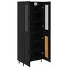 vidaXL Haut Armoire 2 pcs Ch&ecirc;ne noir Bois Agglom&eacute;r&eacute; et Verre