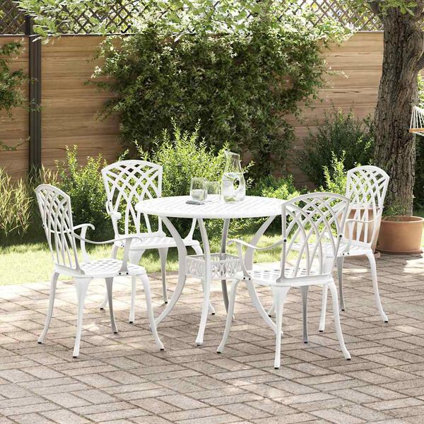 vidaXL Ensemble de salle &agrave; manger pour jardin 5 pcs Blanc Aluminium