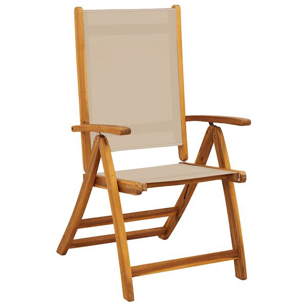 vidaXL Chaises pliables de jardin lot de 2 bois d'acacia et textil&egrave;ne