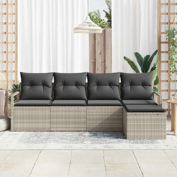 vidaXL Ensemble de canap&eacute; de jardin avec coussin 5 pcs Gris clair