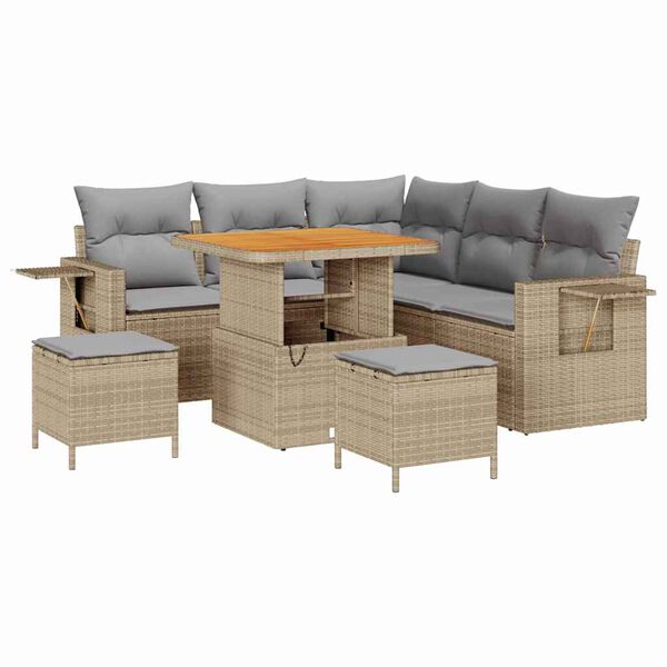 vidaXL Ensemble de canap&eacute; de jardin 9 pcs Beige et Gris clair