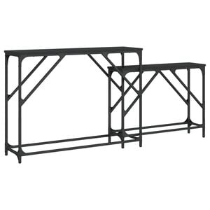 vidaXL Tables console gigognes 2 pcs noir bois d'ing&eacute;nierie