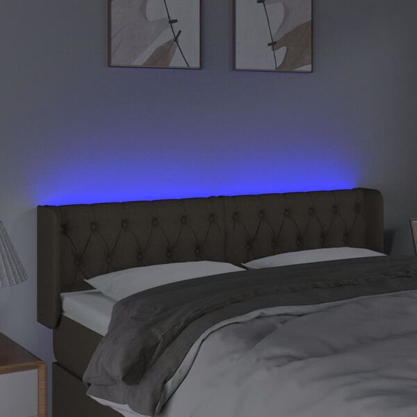 vidaXL T&ecirc;te de lit &agrave; LED Taupe 163x16x78/88 cm Tissu