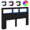 vidaXL Armoire t&ecirc;te de lit avec LED ch&ecirc;ne noir 160x17x102 cm