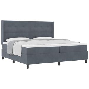 vidaXL Lit &agrave; ressorts avec matelas Gris fonc&eacute; 200 x 200 cm Velours