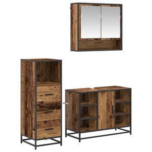 vidaXL Ensemble de mobilier de salle de bain 3 pcs Bois Ancien