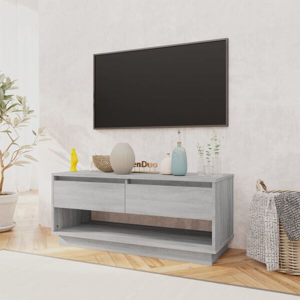 vidaXL Meuble TV Sonoma gris 102x41x44 cm Bois d'ingénierie
