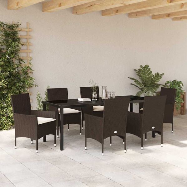 vidaXL Ensemble de salle &agrave; manger pour jardin 7 pcs Marron polyrotin