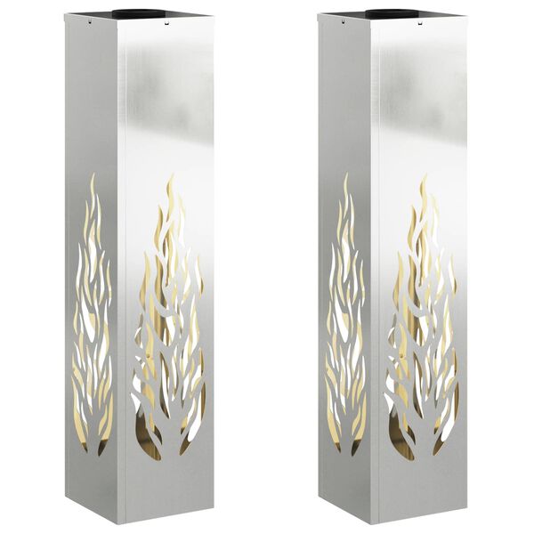 vidaXL Lumi&egrave;re de chemin LED solaire 2 pcs Argent&eacute; Acier Galvanis&eacute;