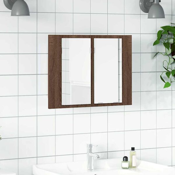 vidaXL Armoire à miroir LED Chêne marron 60x12x45 cm Bois d'ingénierie