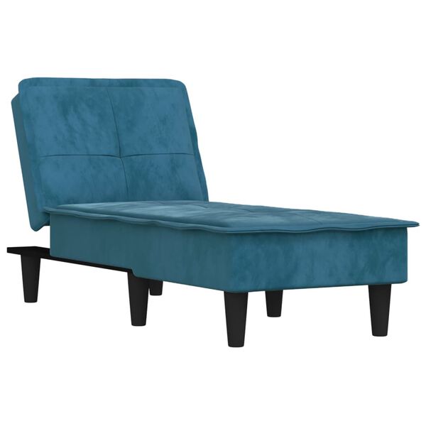 vidaXL Chaise longue bleu velours