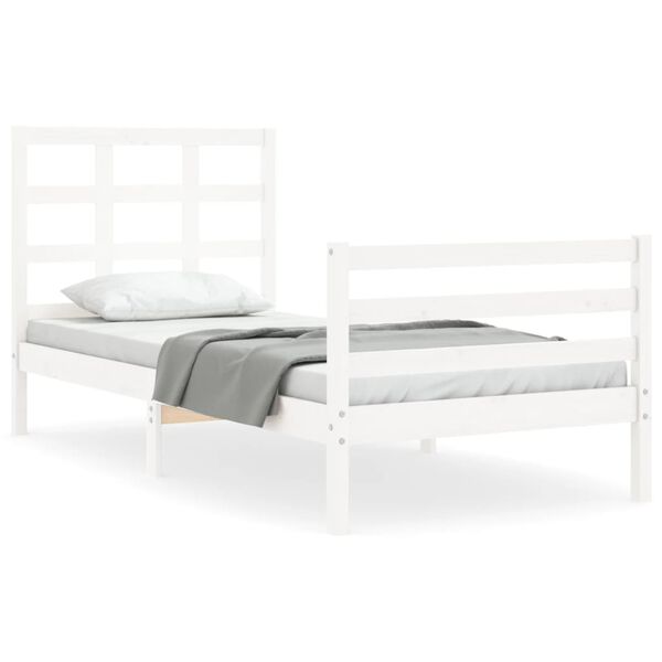 vidaXL Cadre de lit sans matelas blanc bois massif