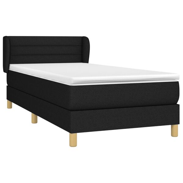 vidaXL Sommier &agrave; lattes de lit avec matelas Noir 100x200 cm Tissu