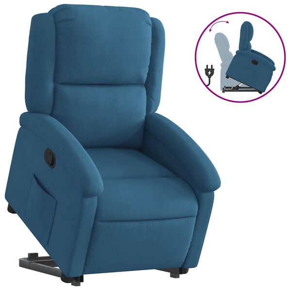 vidaXL Fauteuil inclinable bleu velours