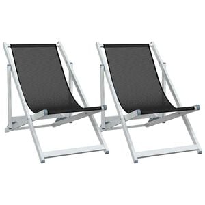 vidaXL Chaises pliantes, lot de 2, en aluminium noir et textil&egrave;ne