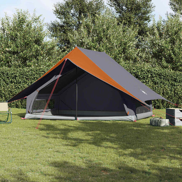 vidaXL Tente familiale avec toit Gris et orange 315 x 286 x 200 cm