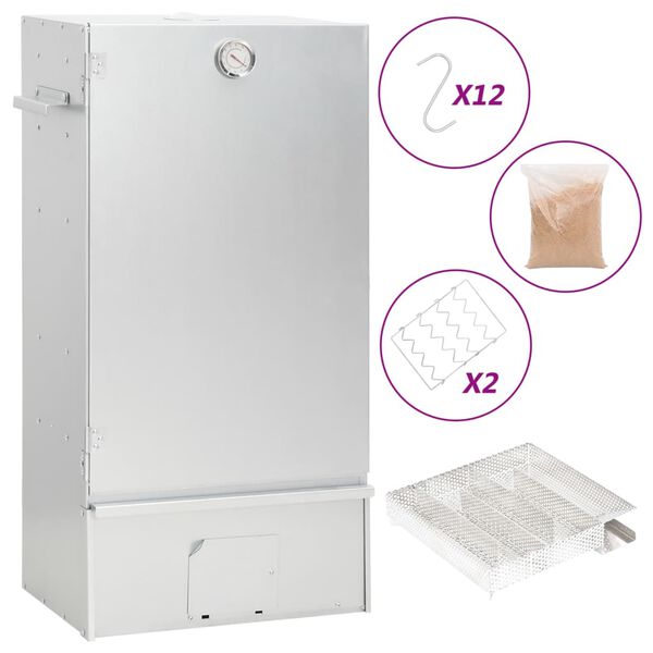 vidaXL Fumoir &agrave; four &agrave; BBQ g&eacute;n&eacute;rateur de fum&eacute;e froide acier galvanis&eacute;