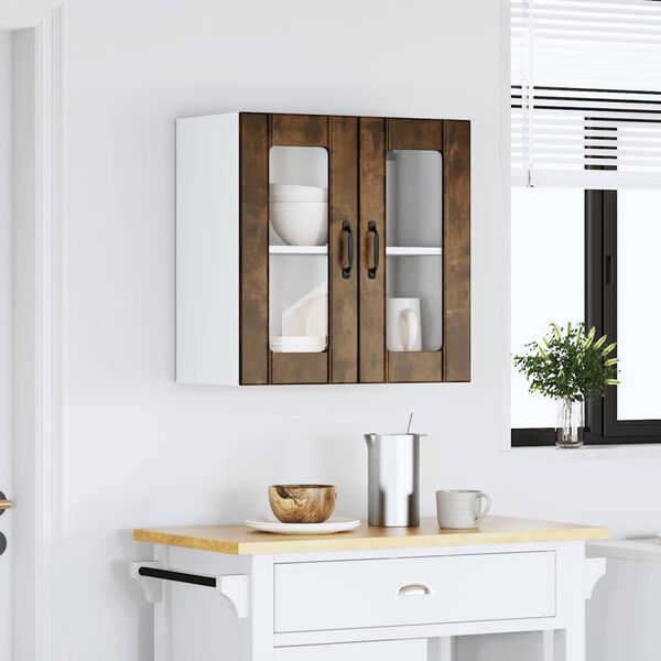 vidaXL Armoire murale de cuisine avec porte vitr&eacute;e "Lucca" Ch&ecirc;ne fum&eacute; Bois d'ing&eacute;nierie