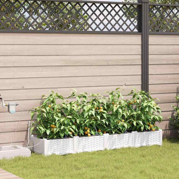 vidaXL Cache-pot de jardin 4 pcs Blanc Acier