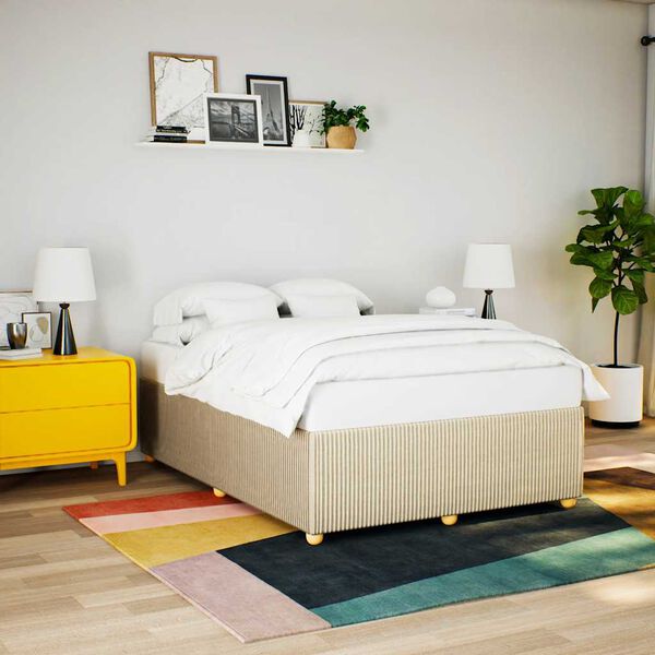 vidaXL Cadre de lit sans matelas cr&egrave;me 140x200 cm tissu