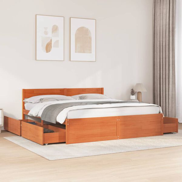 vidaXL Cadre de lit sans matelas cire marron 180x200cm bois pin massif